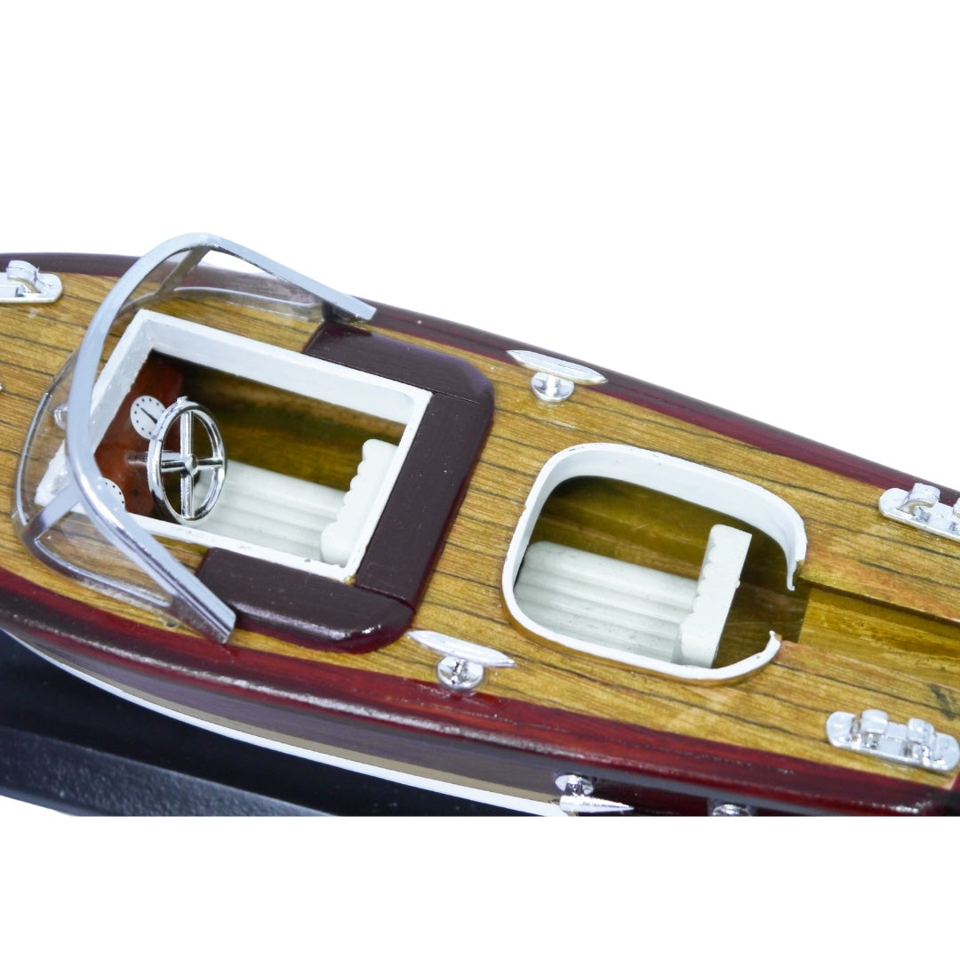 Modello di motoscafo Reeva in legno 35x11x13 cm