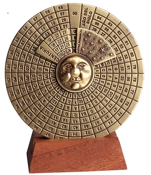 Calendario perpetuo rinascimentale con incisione - regalo personalizzato per gli anni 1600-2799, elegante decorazione per ufficio, diametro 9 cm, stile rinascimentale