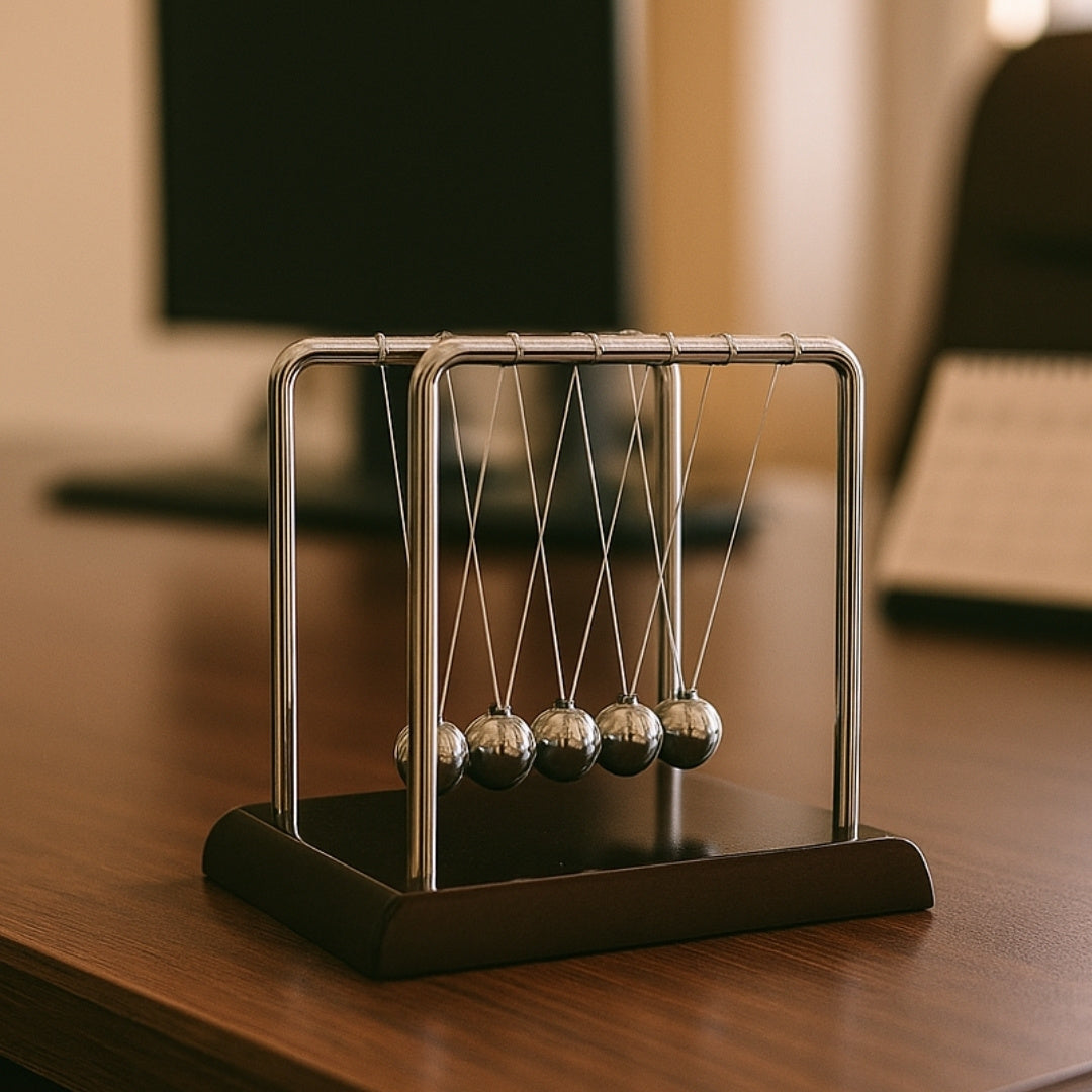 Eleganti Sfere di Newton con incisione - Legno e Metallo