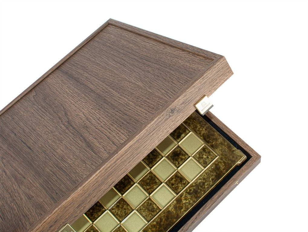 Scacchi in metallo esclusivi Rinascimento S9BRGS 36x36 cm oro-argento con possibilità di incisione personalizzata