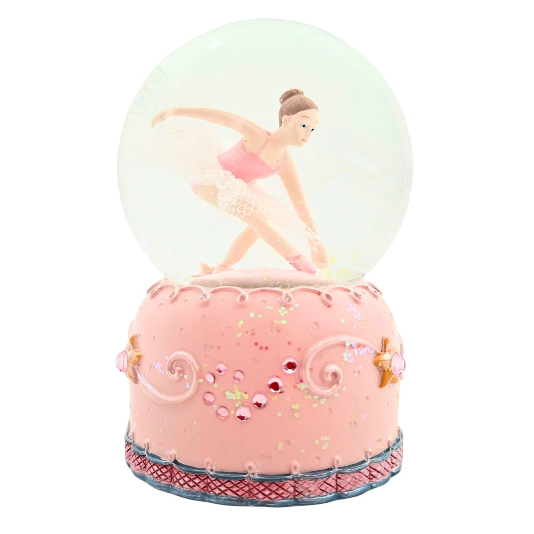 Ballerina Danzante in Globo di Vetro 12 cm con Possibilità di Personalizzazione Incisa - Elegante Decorazione Pastello per Regalo agli Amanti del Balletto, Realizzata in Polyresina e Vetro