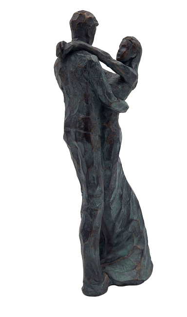 Figura decorativa Coppia danzante con incisione – regalo romantico per matrimonio o anniversario – altezza 28 cm, realizzata in polyresina, design elegante in tonalità profonde