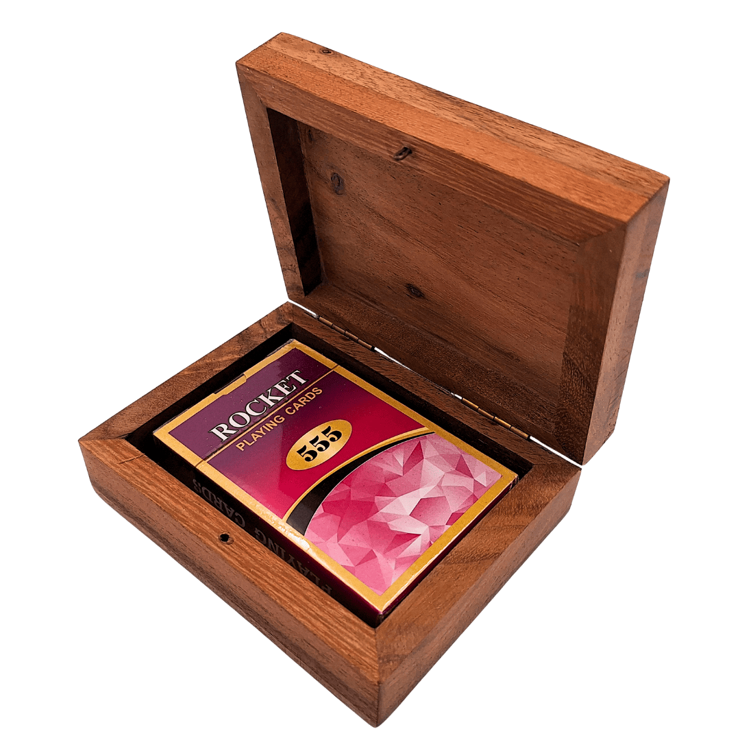 Elegante mazzo di carte in scatola di legno decorativa con targhetta in alluminio a forma di re - incisione personalizzata - regalo ideale per appassionati di giochi di carte - dimensioni scatola 11,5 x 8 x 4 cm