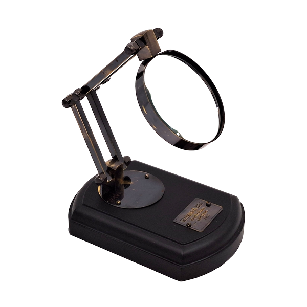 Lente d'ingrandimento su base in legno con montatura in ottone, possibilità di personalizzazione tramite incisione, regalo ideale per modellisti e amanti dello stile retrò, diametro 7,5 cm, ingrandimento 3,5x