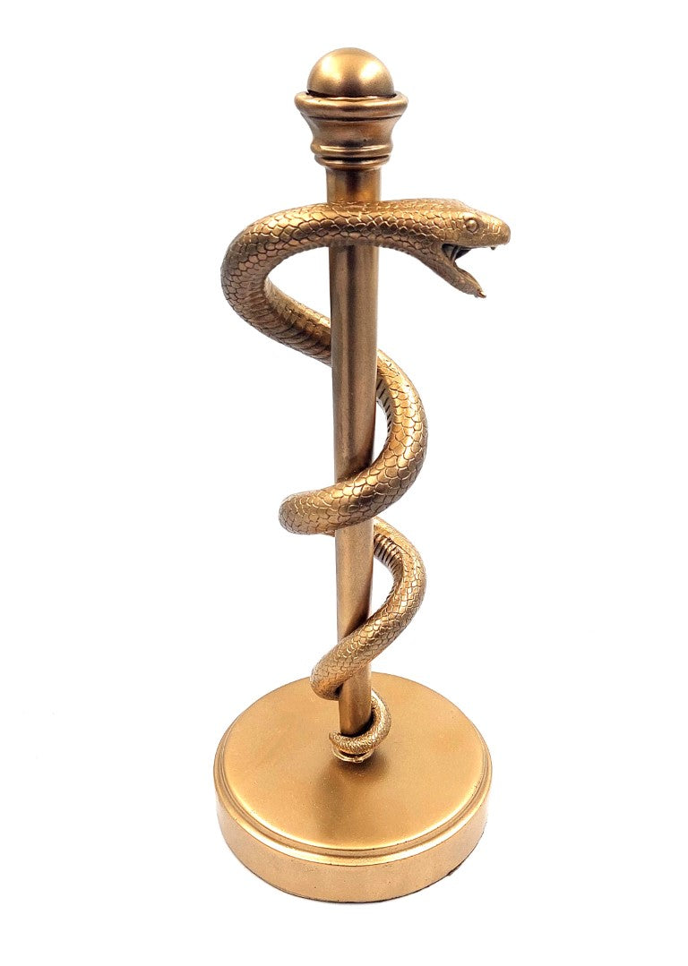 Bastone di Asclepio dorato 30 cm con possibilità di personalizzazione con incisione