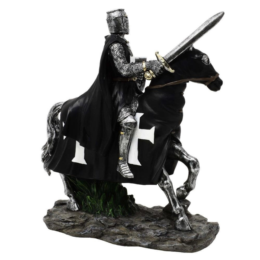 Figura Decorativa Cavaliere a Cavallo 22 cm con Possibilità di Incisione Personalizzata - Elegante Decorazione in Poliresina per Regalo a Amanti della Storia e del Medioevo