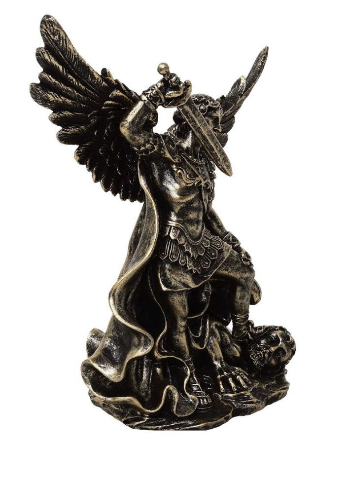 Statuetta di San Michele che combatte il drago in poliresina 13,5 cm con possibilità di personalizzazione con incisione