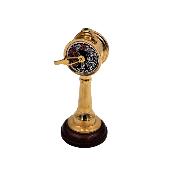 Telegrafo da nave COM-2005 in ottone e legno, altezza 16 cm, incisione personalizzata, ideale come regalo per appassionati di navigazione