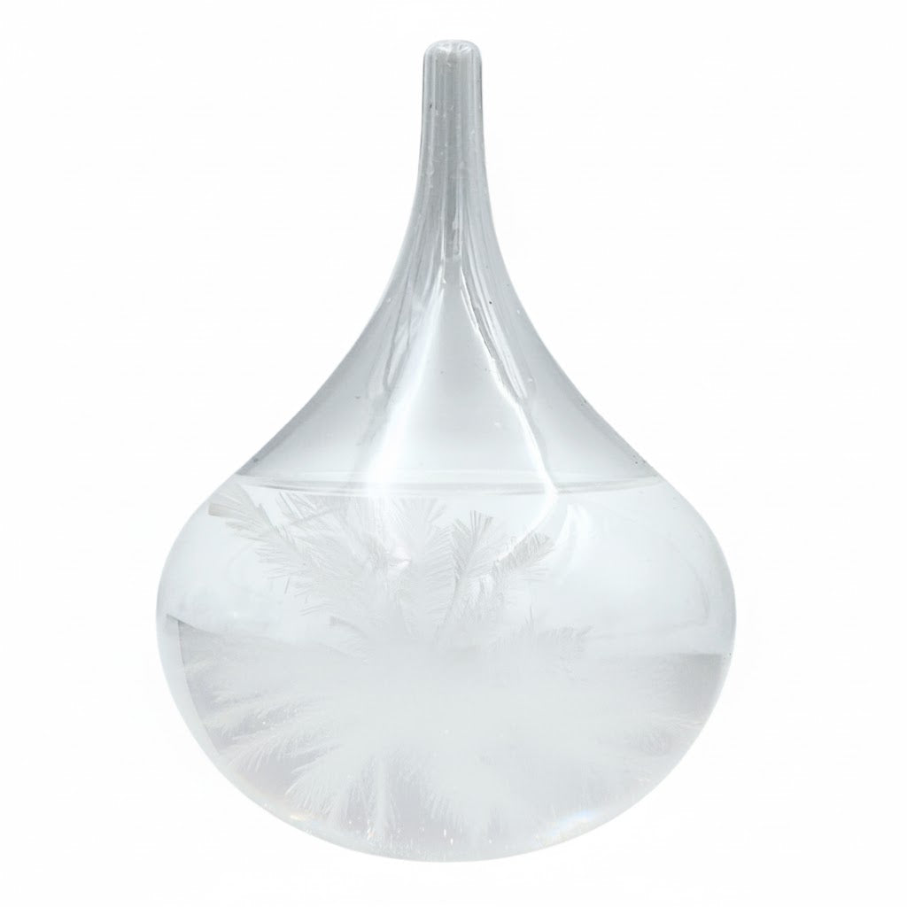 Barometro tempesta Fitzroya - goccia Storm Glass con possibilità di personalizzazione tramite incisione - elegante regalo a forma di goccia, altezza 11 cm, contenitore in vetro con cristalli unici che reagiscono ai cambiamenti del tempo
