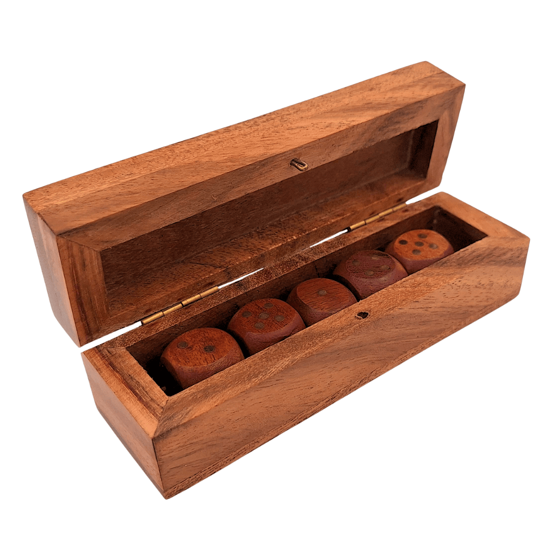 Eleganti Dadi in Legno con Puntini in Ottone in Scatola Personalizzata
