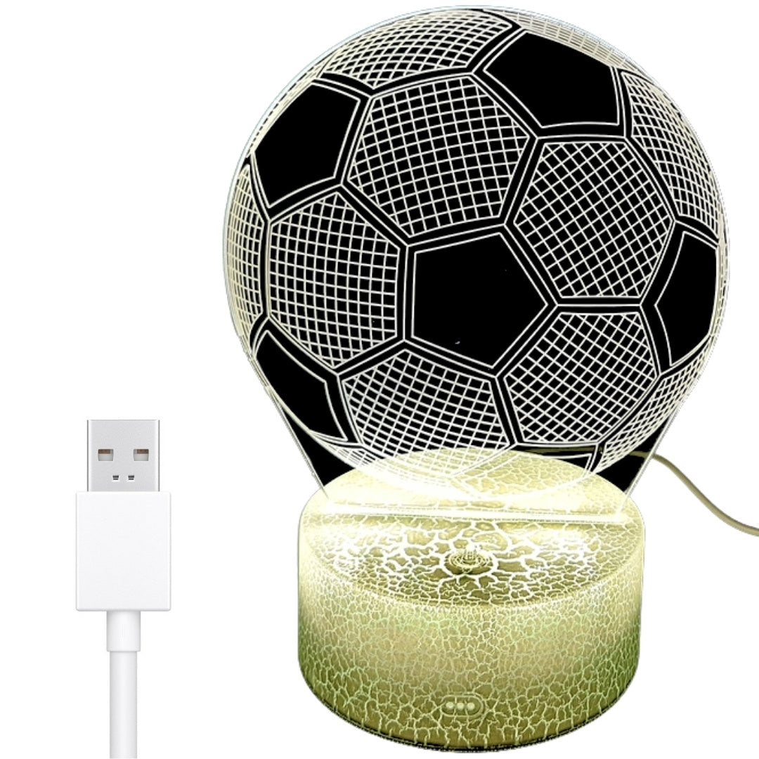 Lampada da notte a forma di pallone con possibilità di personalizzazione tramite incisione - Regalo ideale per gli amanti del calcio - altezza 17 cm - 3 colori disponibili - Alimentazione USB o 3 batterie AAA