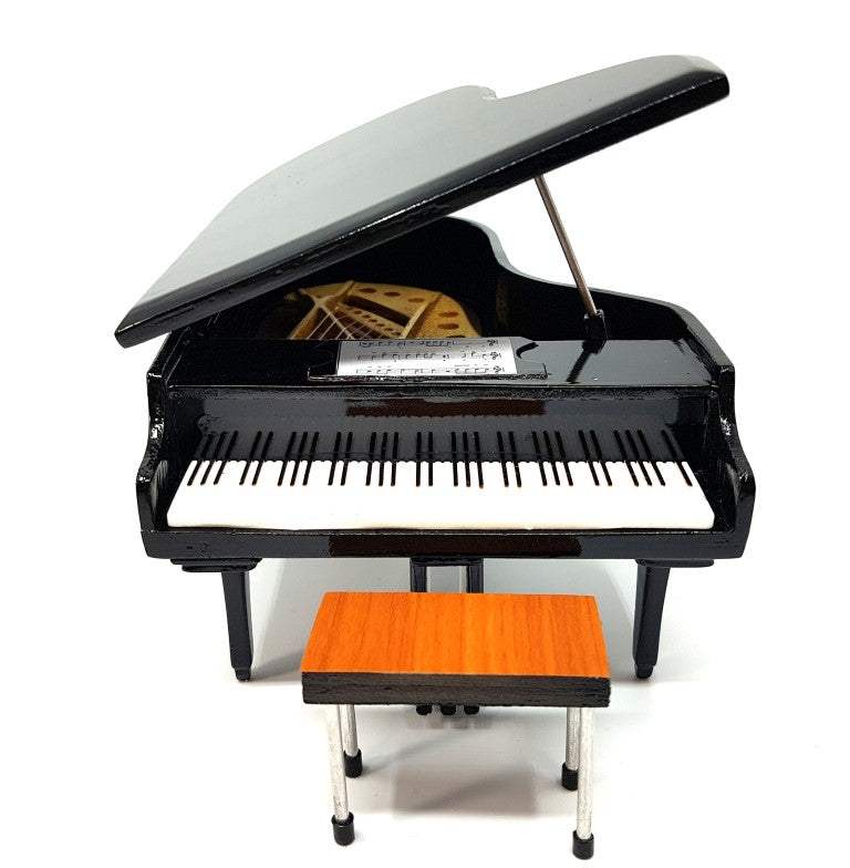 Mini Pianoforte con possibilità di personalizzazione incisa, nero, fatto a mano in balsa, scala 1:10, ideale come regalo per pianisti e amanti della musica, altezza 8 cm