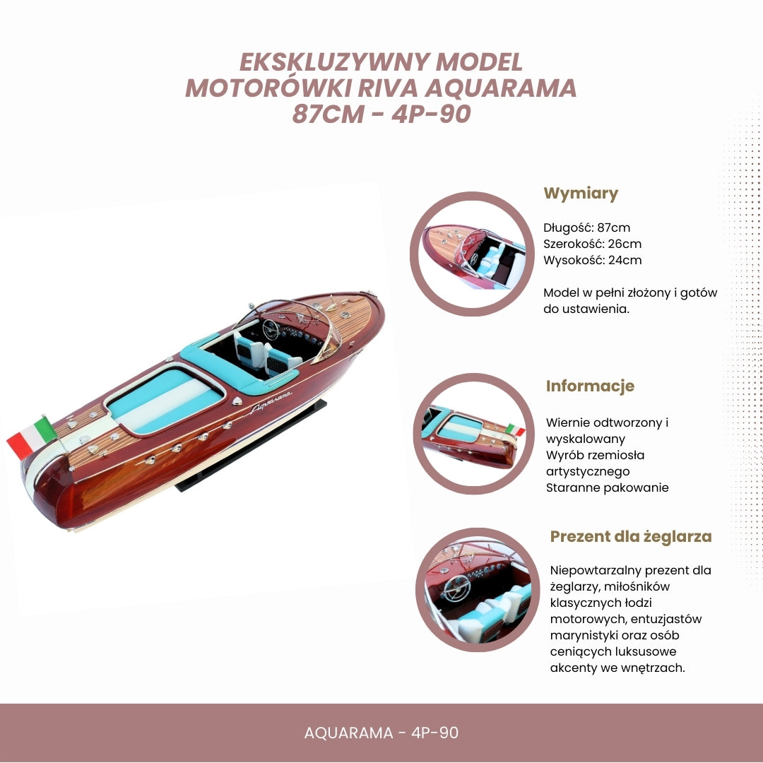 Modello esclusivo di motoscafo Riva Aquarama 87cm con possibilità di personalizzazione con incisione