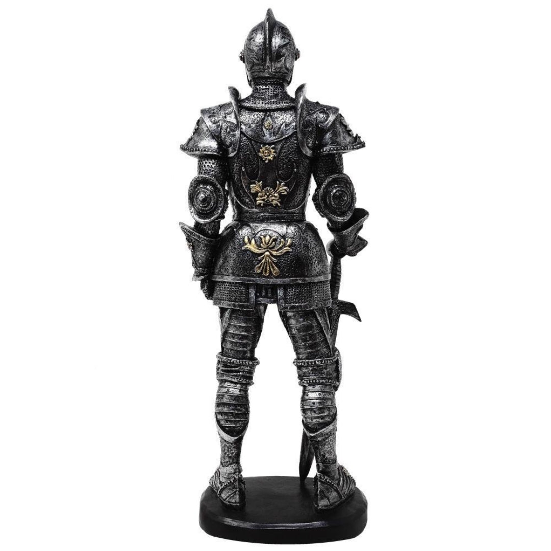 Figura Decorativa Cavaliere in Armatura 39 cm Argento con Possibilità di Incisione Personalizzata
