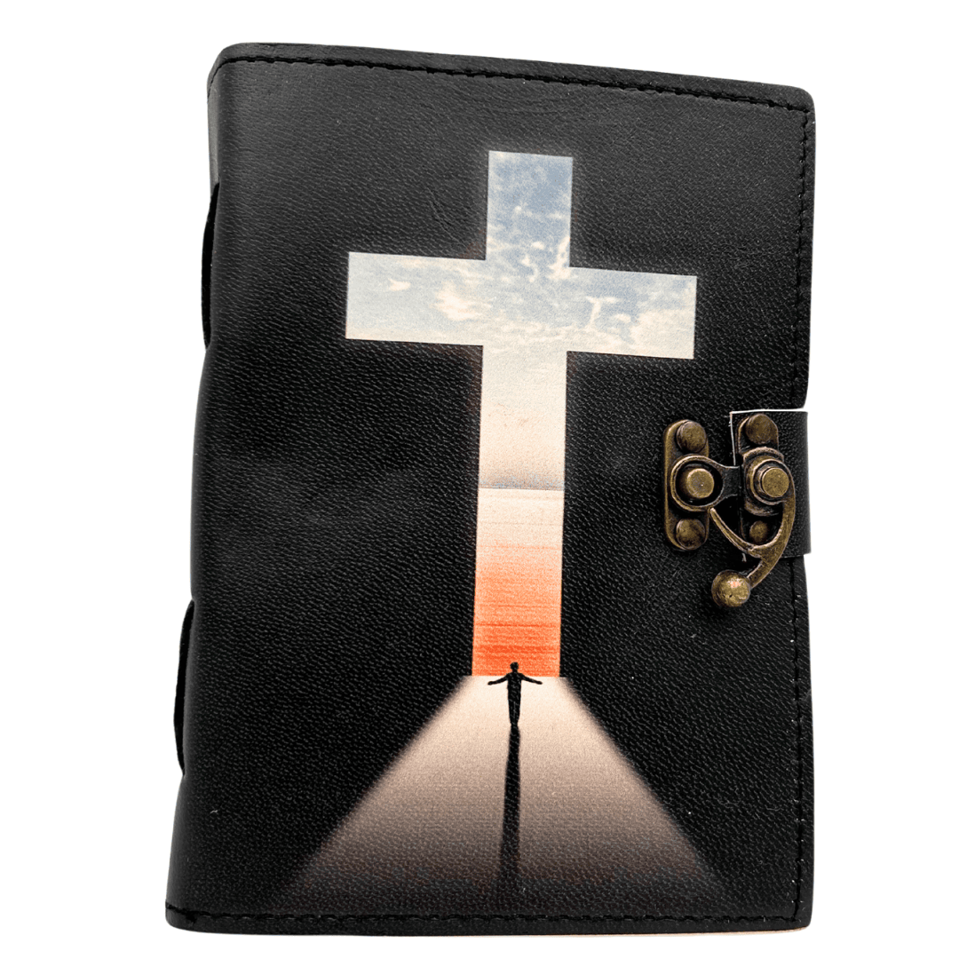 Taccuino in pelle Croce Religiosa Libro di preghiere con incisione