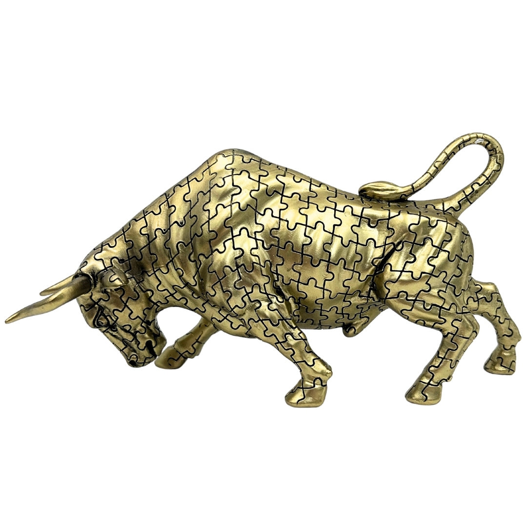 Statuetta decorativa Toro dorato con possibilità di incisione - elegante simbolo di forza e ricchezza, 33,3 cm, polyresina