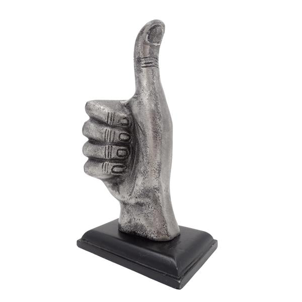 Figura decorativa pollice "OK" in alluminio 20 cm con possibilità di personalizzazione incisa
