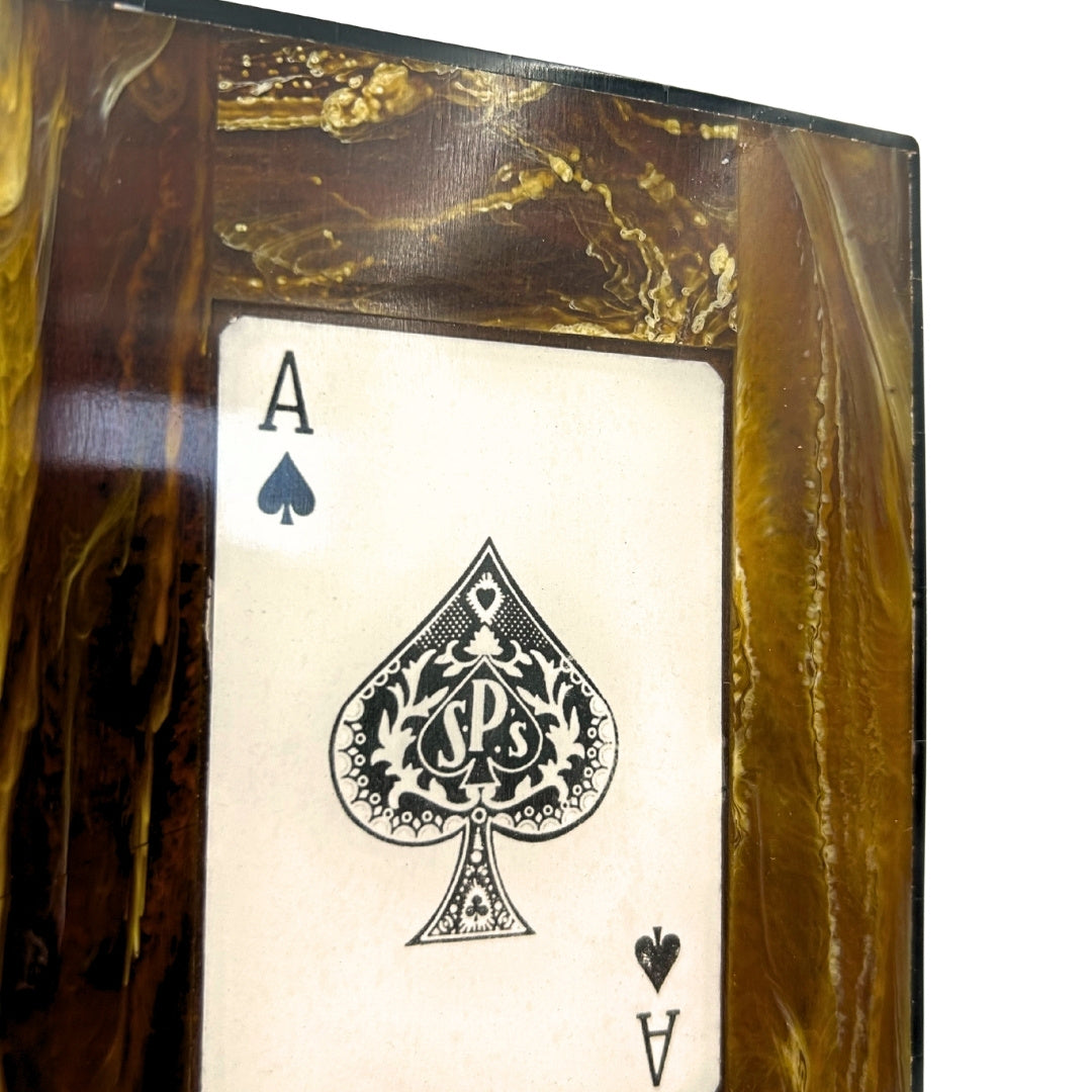 Set elegante di due mazzi di carte in scatola di resina con possibilità di personalizzazione incisa