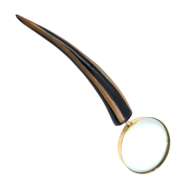 Elegante lente d'ingrandimento da lettura retrò con montatura in ottone e manico in corno di bue - incisione personalizzata - regalo ideale per anziani - lente di alta qualità 3,5x in stile vintage