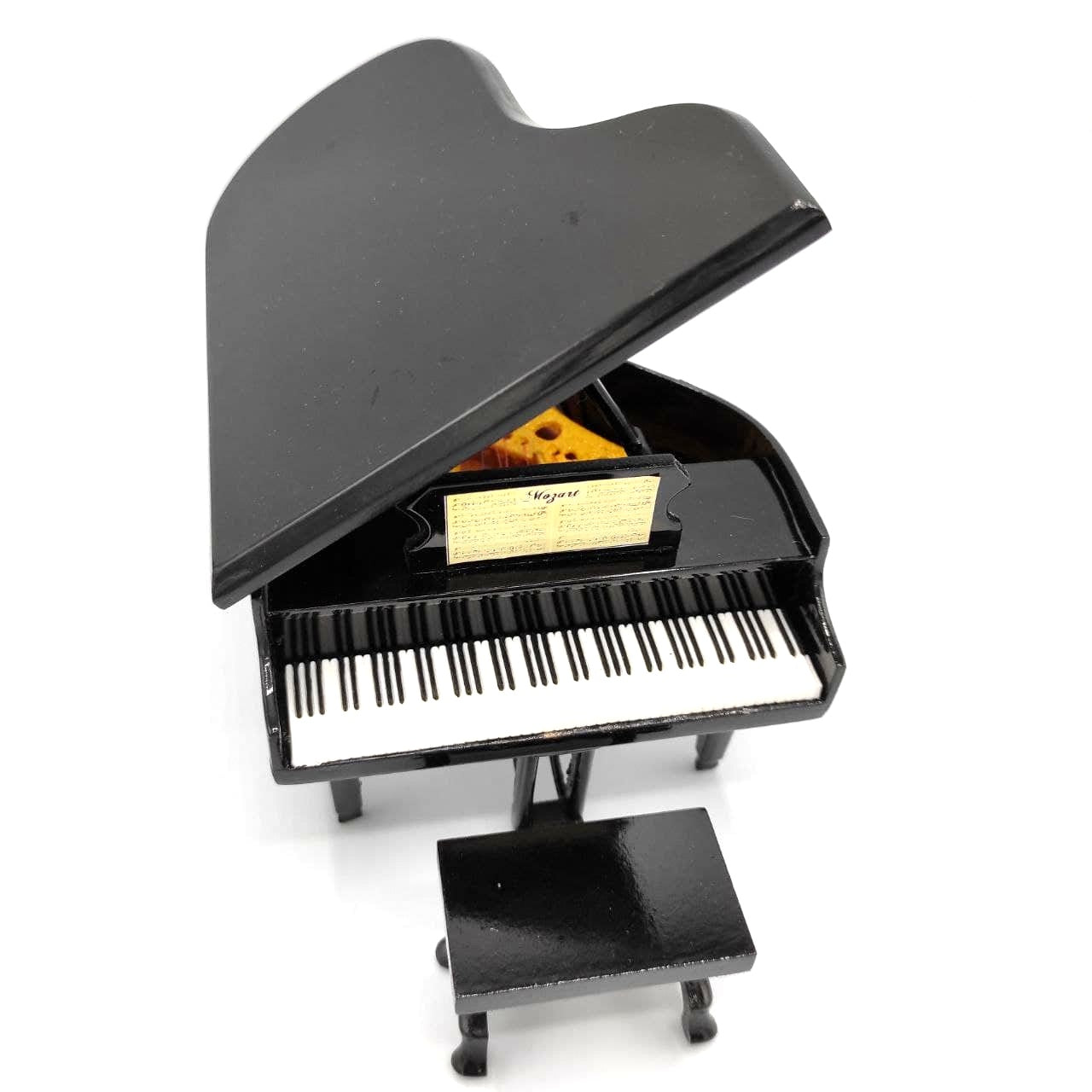 Mini Pianoforte con possibilità di personalizzazione incisa, nero, fatto a mano in balsa, scala 1:10, ideale come regalo per pianisti e amanti della musica, altezza 8 cm