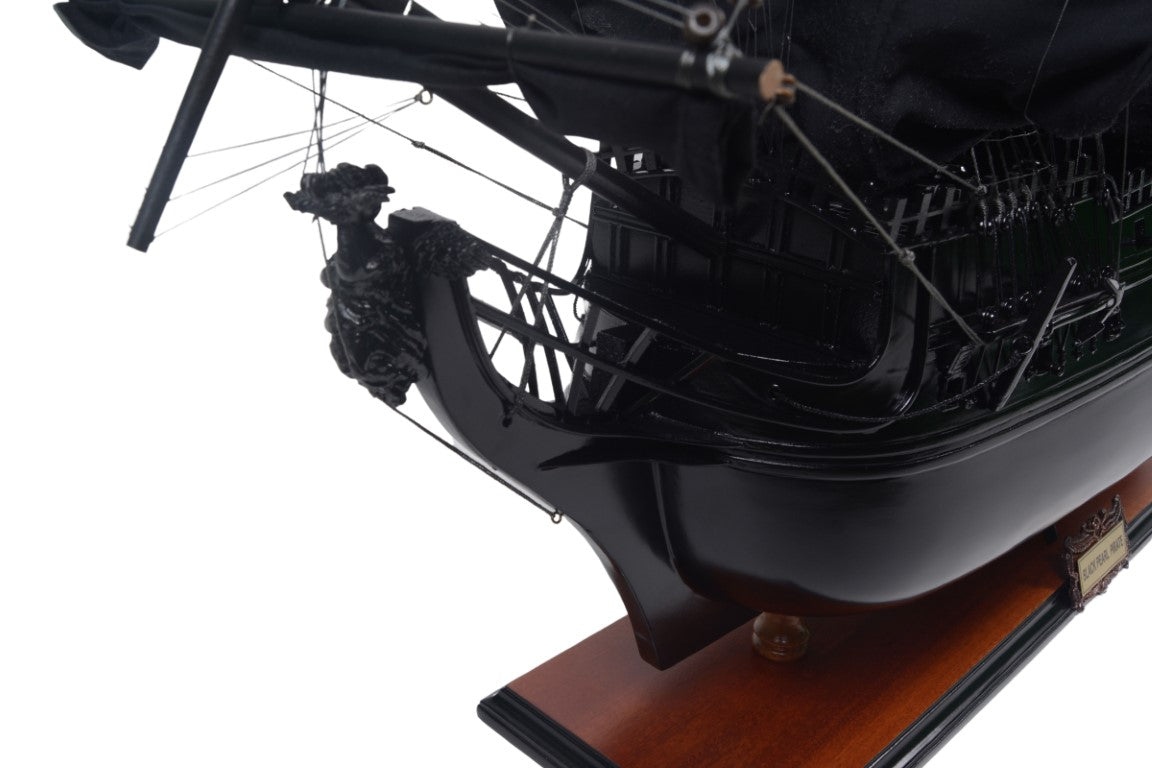 Modello di Nave Pirata Perla Nera BP80R con possibilità di incisione personalizzata, lunghezza 89 cm, regalo esclusivo per ogni occasione, artigianato artistico, base in legno