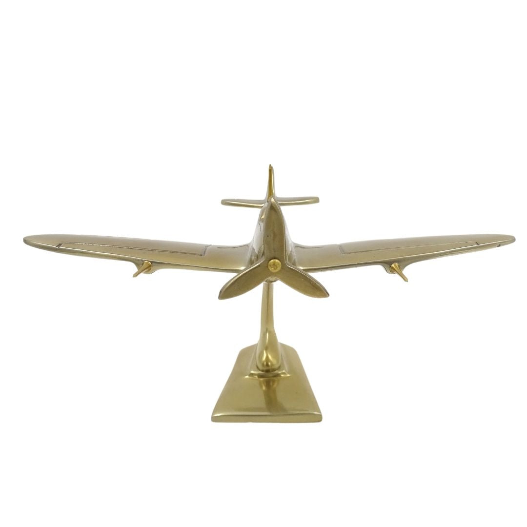 Modello di caccia Spitfire in alluminio color oro, con possibilità di personalizzazione tramite incisione