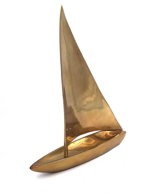 Grande modello di barca a vela in alluminio 39 x 30 cm con incisione personalizzabile