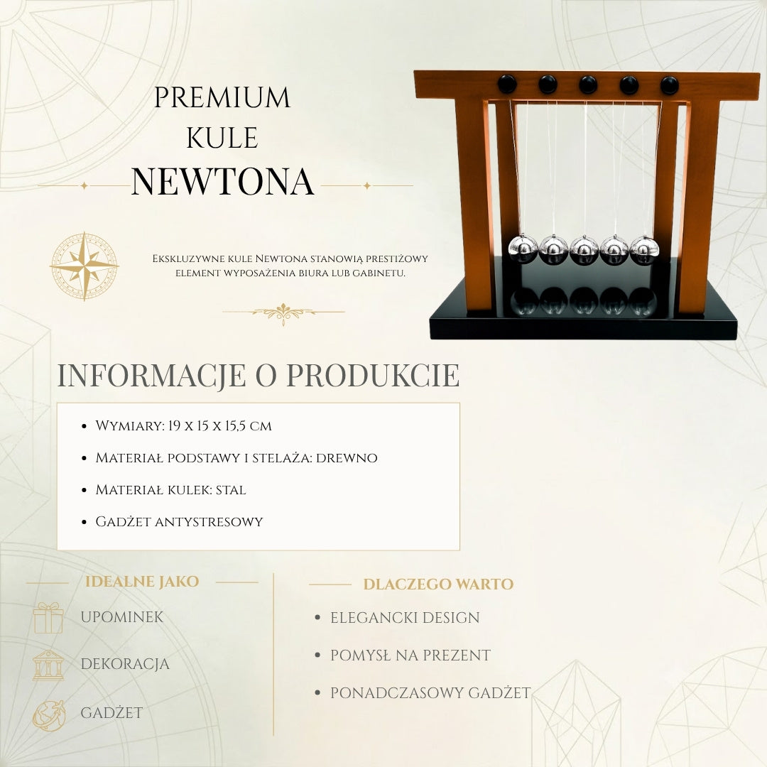 Eleganti Sfere di Newton Premium Grandi su Base in Legno con Possibilità di Personalizzazione tramite Incisione