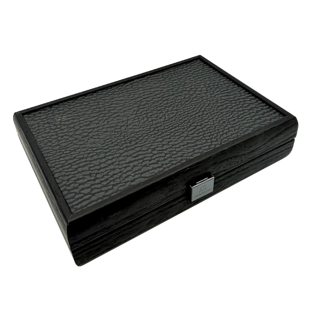Carte da gioco esclusive in scatola decorativa con possibilità di personalizzazione tramite incisione - Blu scuro e rosso, scatola in legno con rivestimento in velluto
