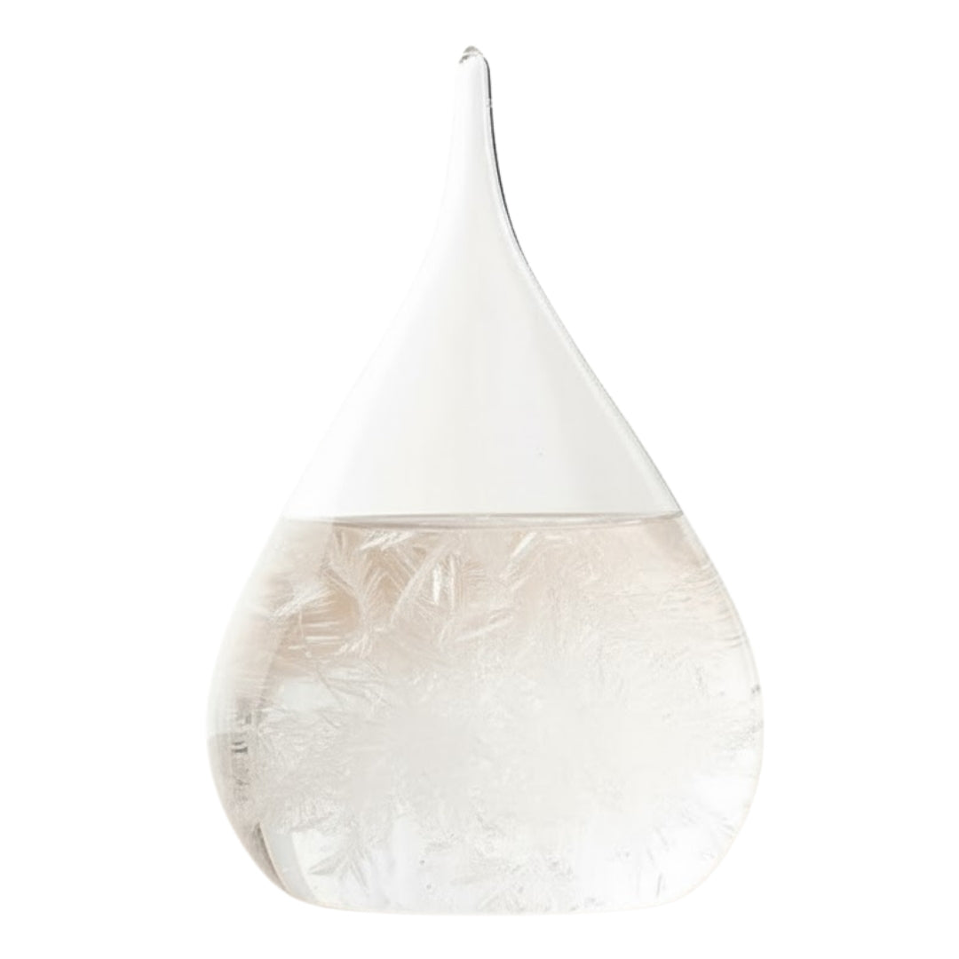 Barometro tempesta Fitzroya - goccia Storm Glass con possibilità di personalizzazione tramite incisione - elegante regalo a forma di goccia, altezza 11 cm, contenitore in vetro con cristalli unici che reagiscono ai cambiamenti del tempo