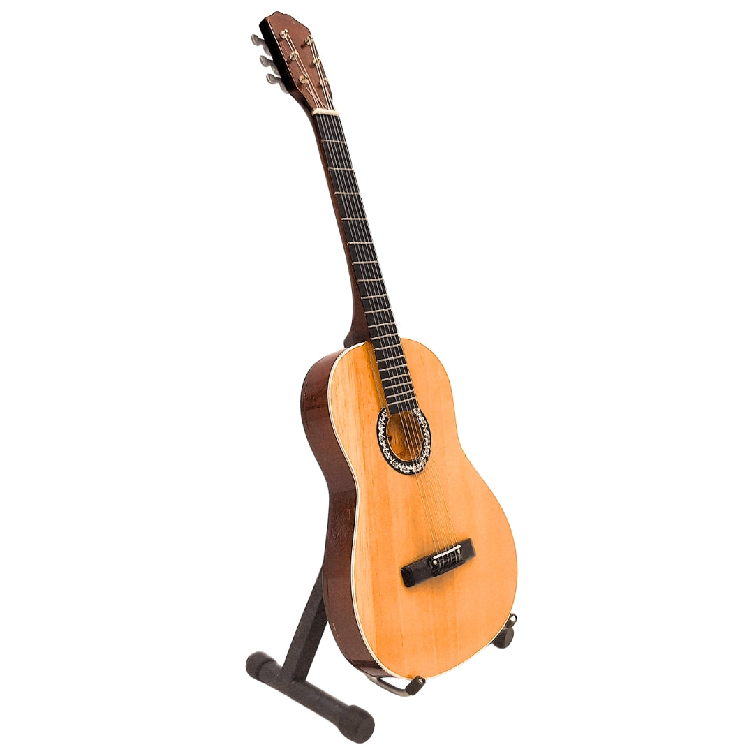 Mini Chitarra Classica con Incisione - Decorazione in Legno di Mogano 25 cm