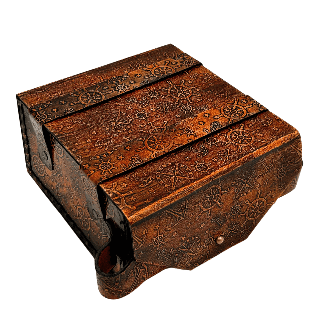 Sestante in ottone retrò in custodia di pelle - elegante strumento di navigazione con possibilità di incisione - regalo ideale per appassionati di vela e storia - dimensioni 13x12x7 cm