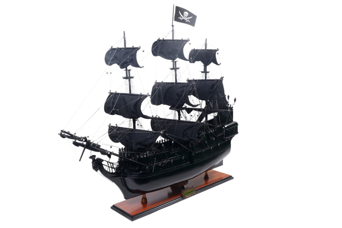 Modello di Nave Pirata Perla Nera BP80R con possibilità di incisione personalizzata, lunghezza 89 cm, regalo esclusivo per ogni occasione, artigianato artistico, base in legno