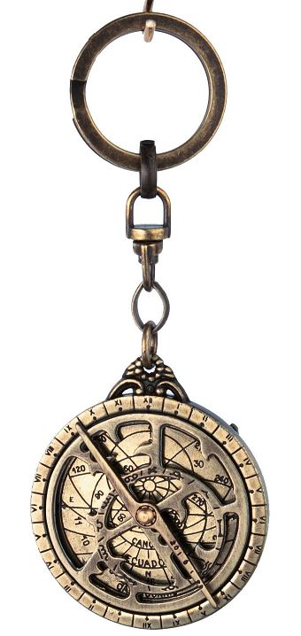 Portachiavi Premium astrolabio in ottone - regalo astronomia – H80