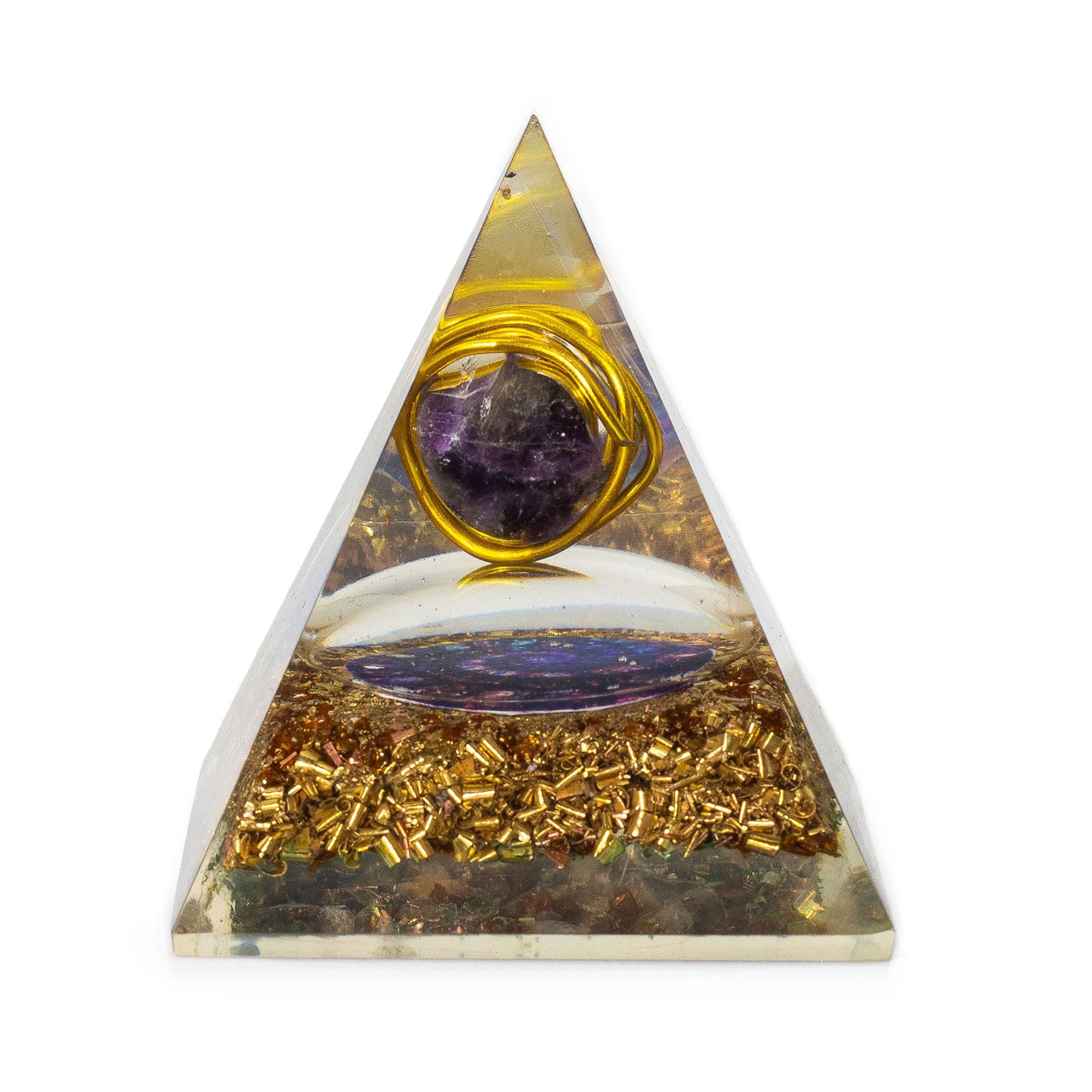 Piramide Orgonite Media con Ametista e Rame 7x6 cm