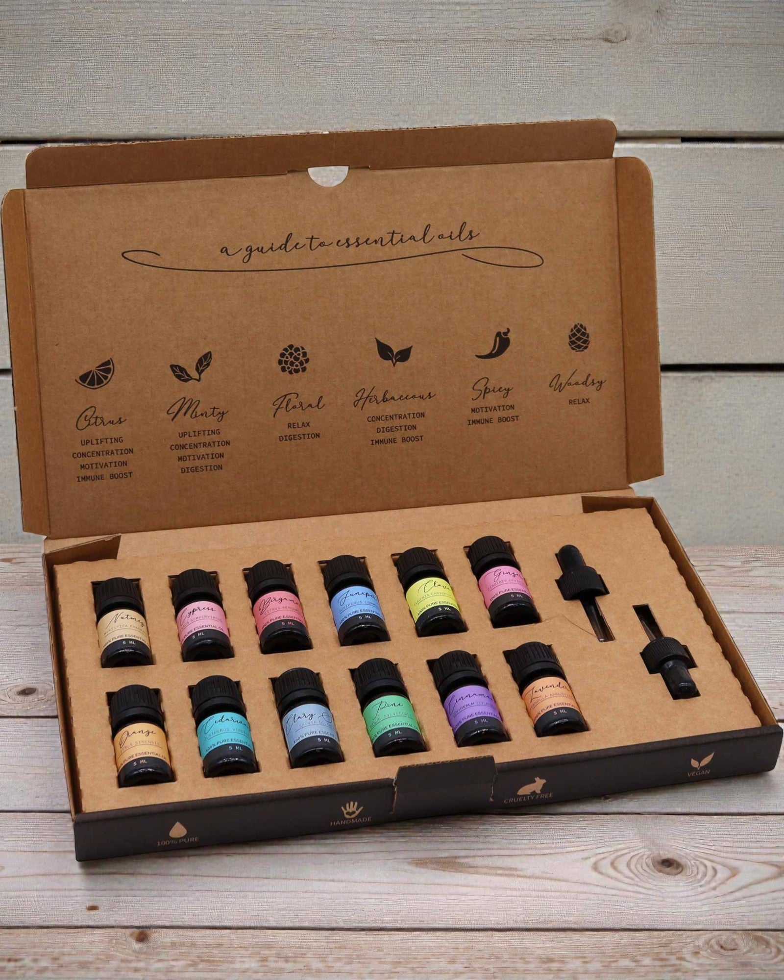 Armonia autunnale della natura – Set di lusso di 12 oli essenziali da 5 ml con contagocce