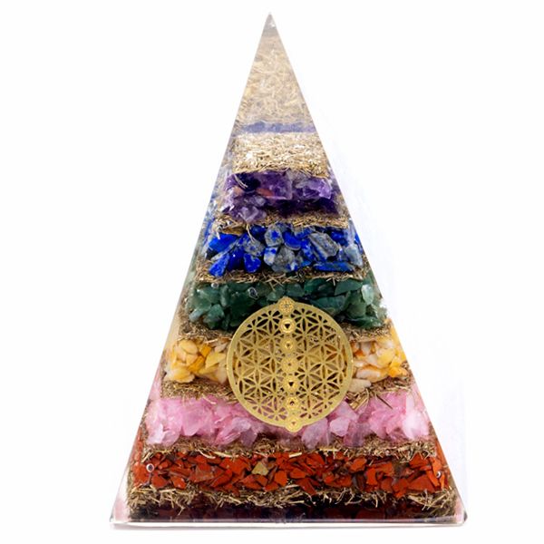 Piramide di Orgone Sette Chakra e Fiore della Vita