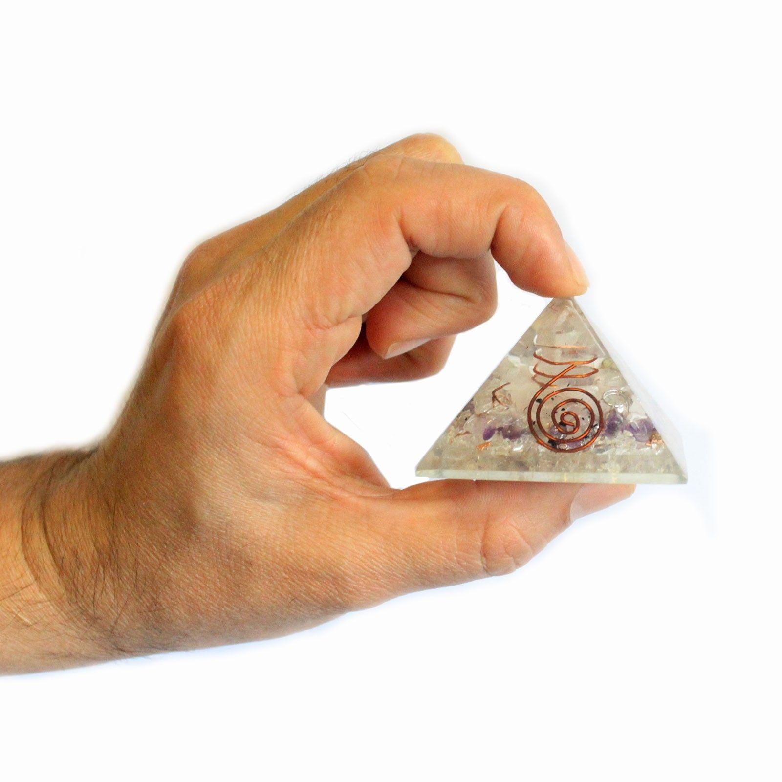 Piramide Magica Orgonite 55mm con Pietre Preziose e Rame