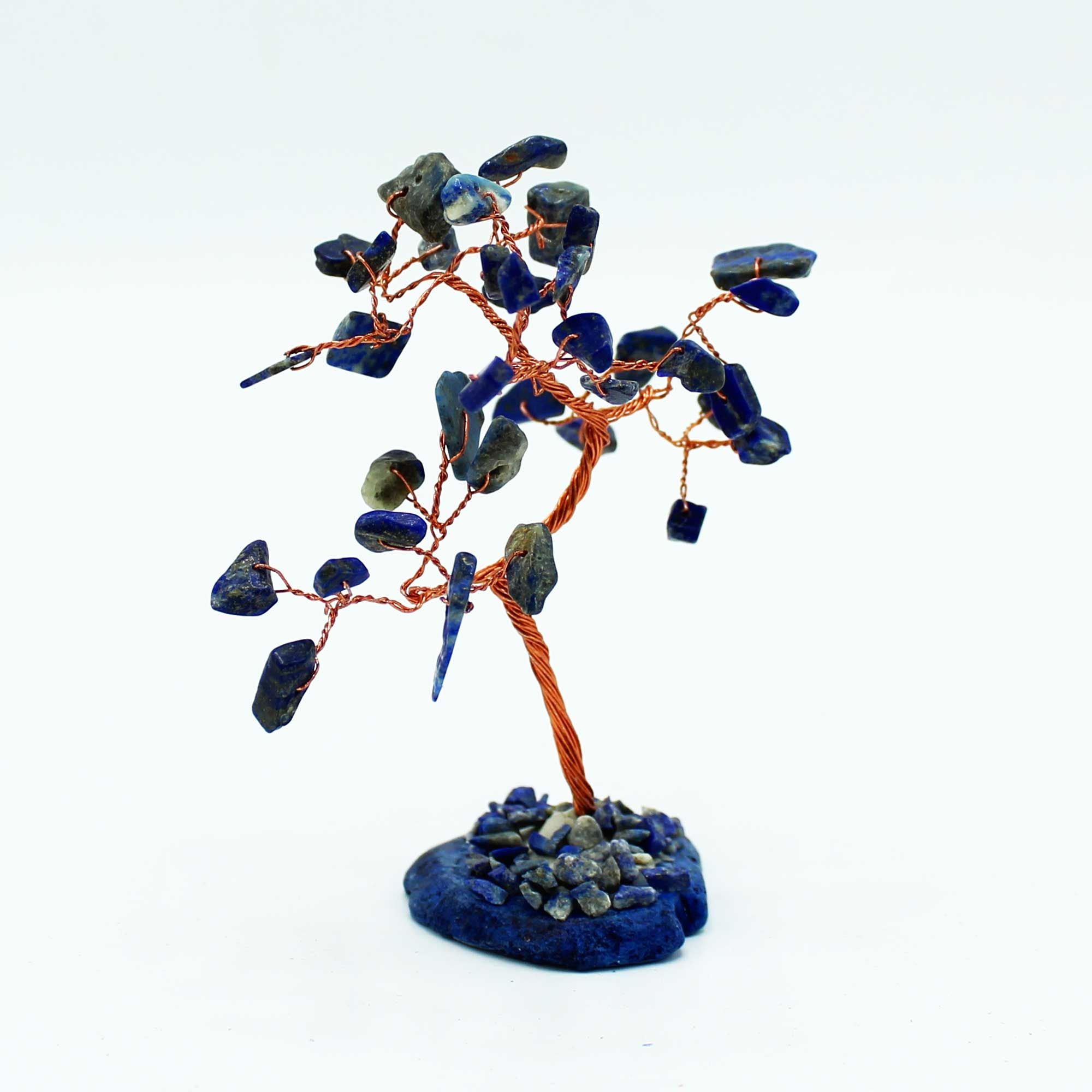 Alberello di Pietre Preziose Sodalite su Base di Agata Blu