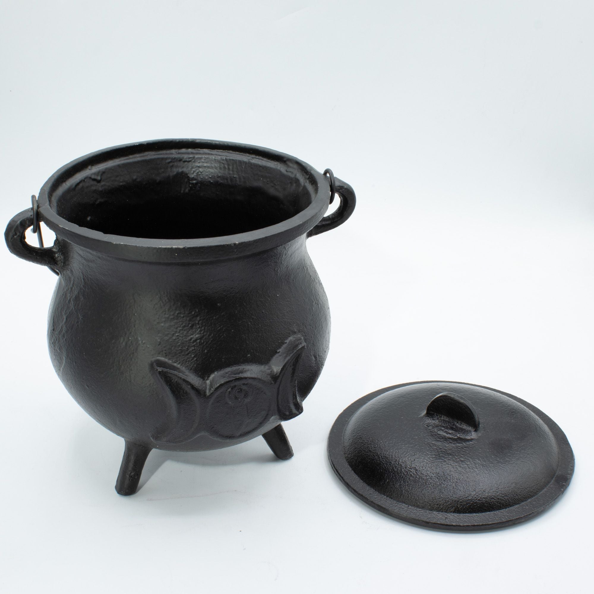 Enorme calderone in ghisa con tripla luna 23x18 cm