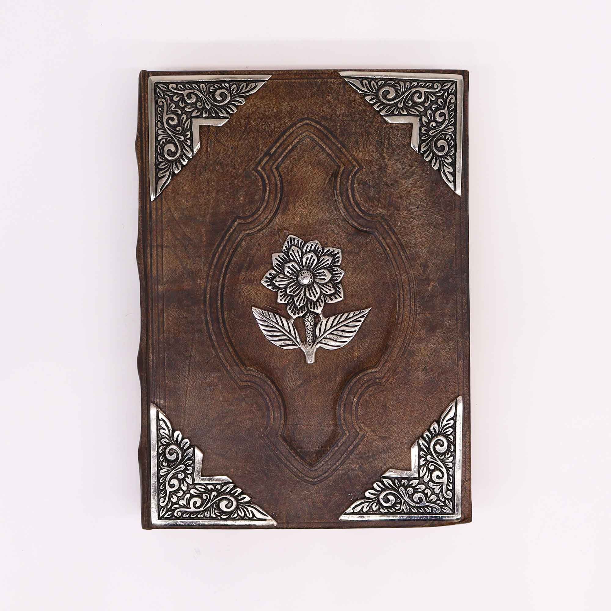 Elegante Taccuino Hefty Brown Tan con Motivo Zinc Rose