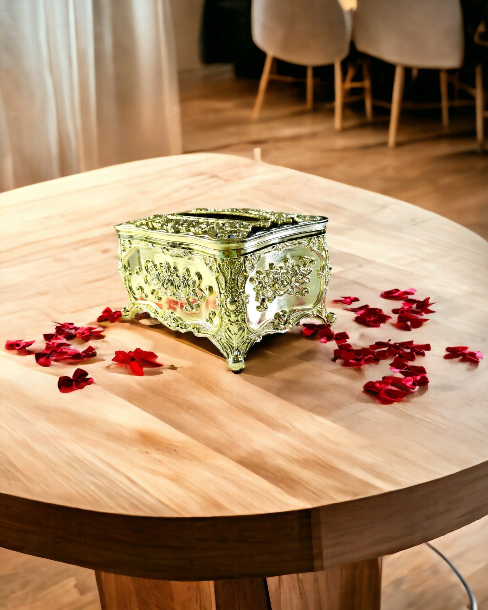 Scatola Elegante per Fazzoletti con Fiori in Rilievo - Contenitore per Tovaglioli