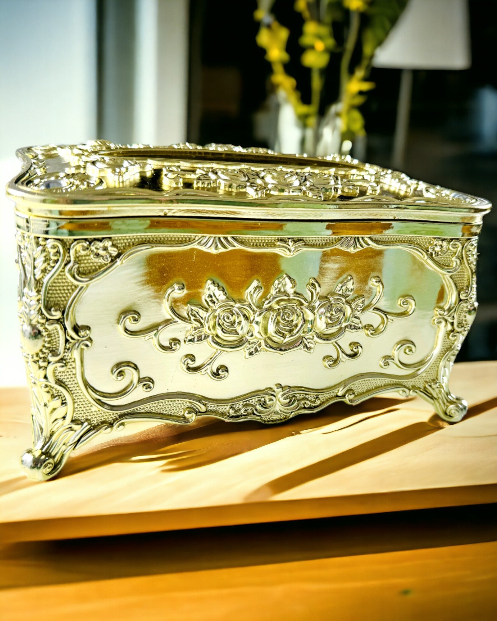 Scatola Elegante per Fazzoletti con Fiori in Rilievo - Contenitore per Tovaglioli