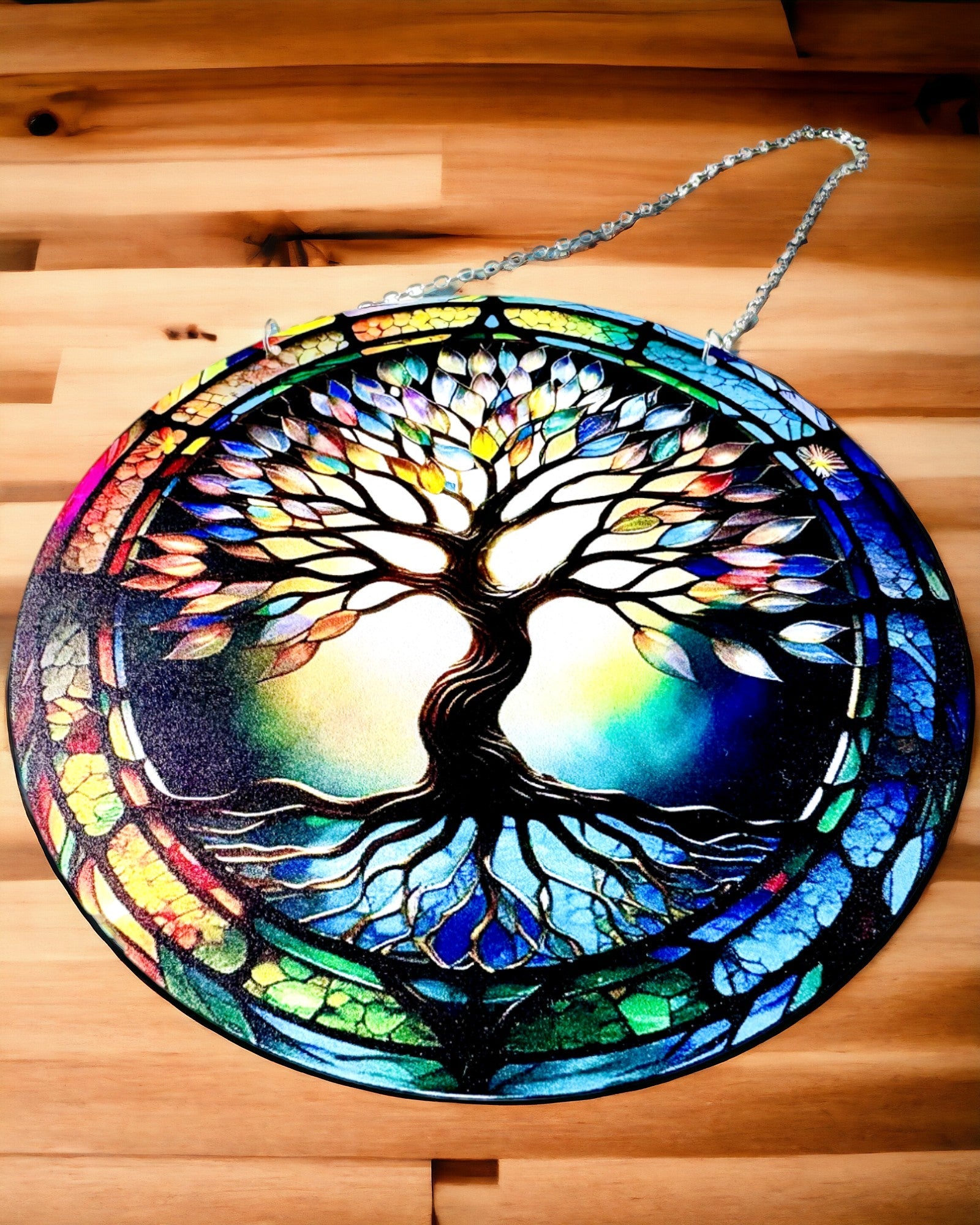 Pendente Prismatico Solare 'Albero della Vita' - Decorazione Colorata per Finestra