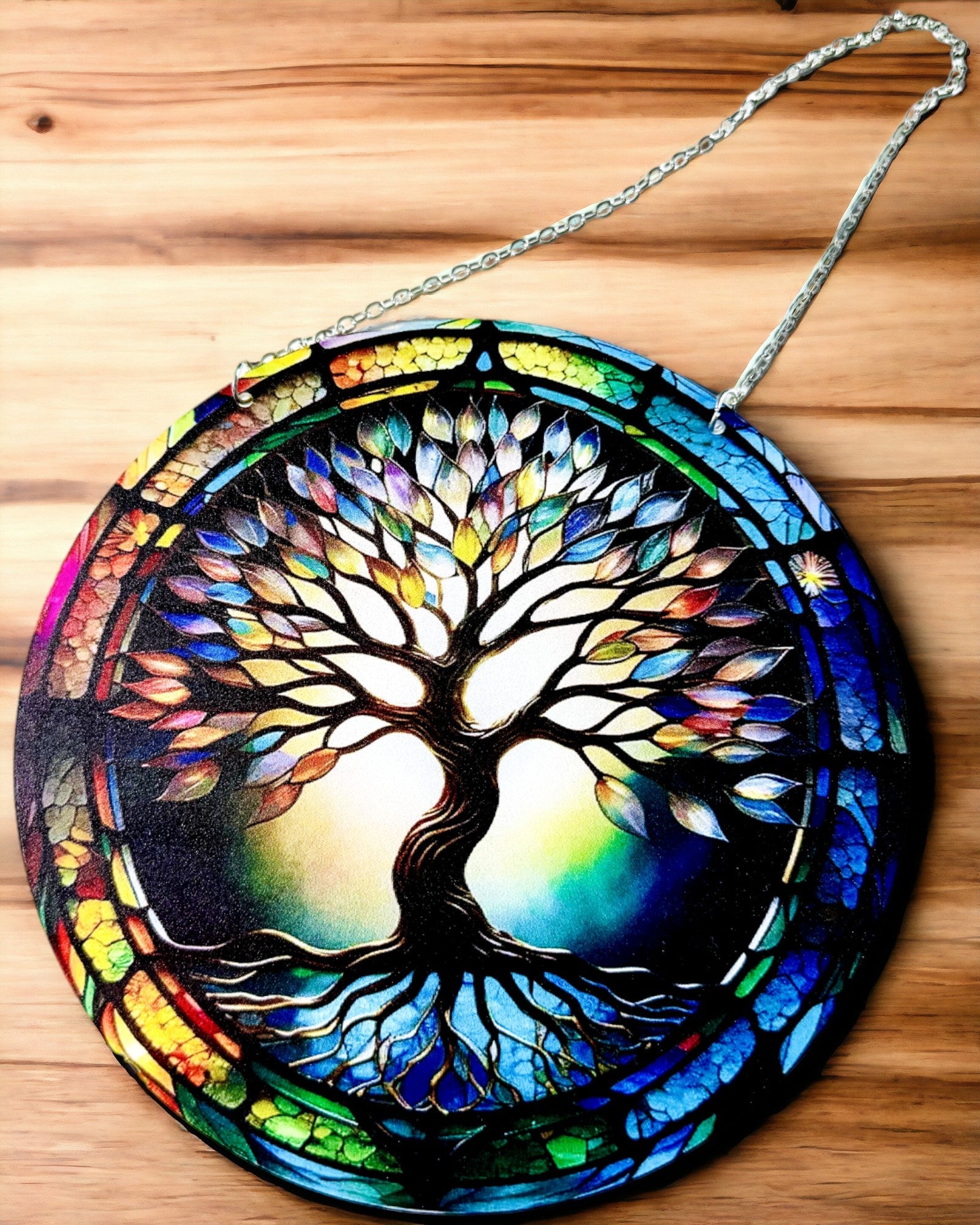 Pendente Prismatico Solare 'Albero della Vita' - Decorazione Colorata per Finestra