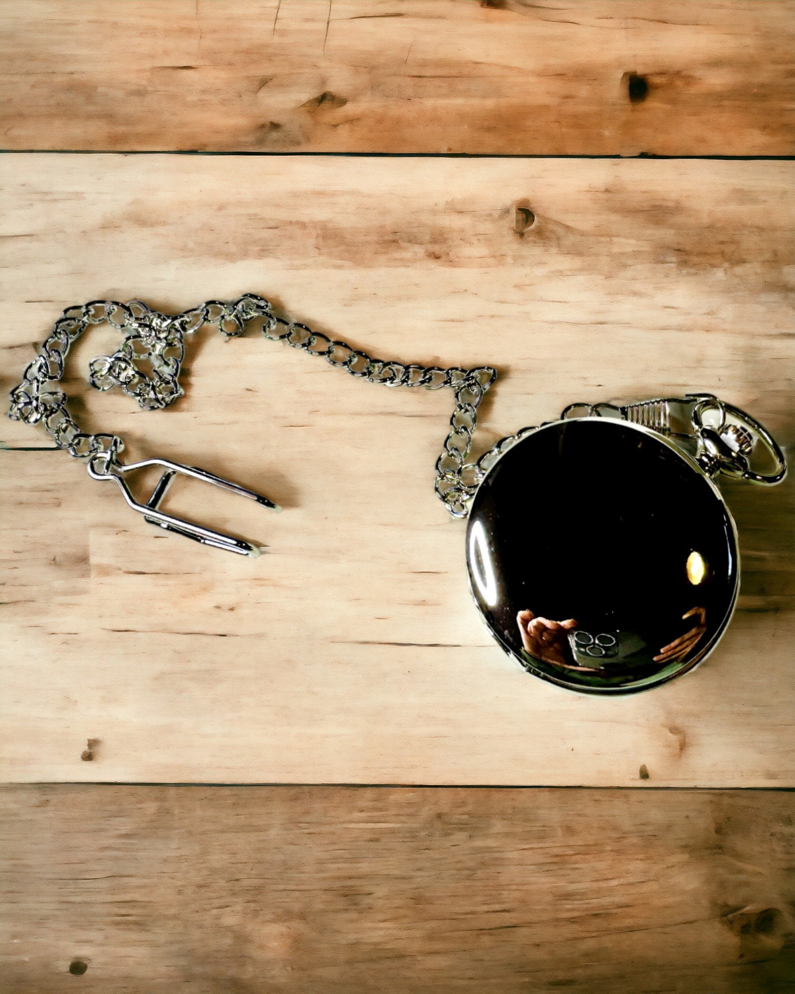 Orologio da Tasca Classico con Numeri Romani e Catena, al Quarzo, Lucentezza in Acciaio - colore argento