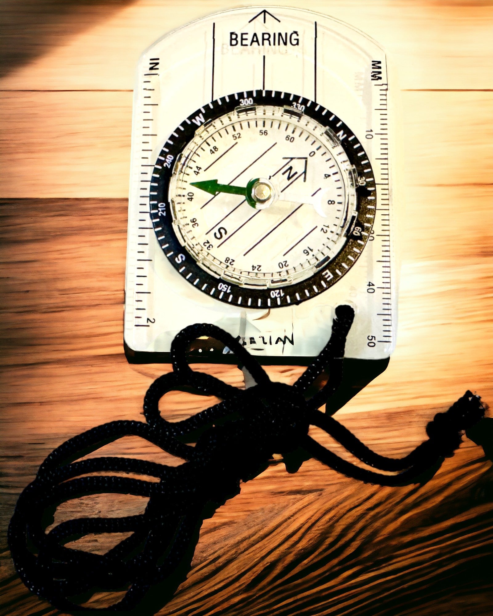 Bussola turistica "Guida dell'Avventuriero" - Trasparente, Mini Acrilico con Corda Sospesa e Scala della Mappa, con incisione