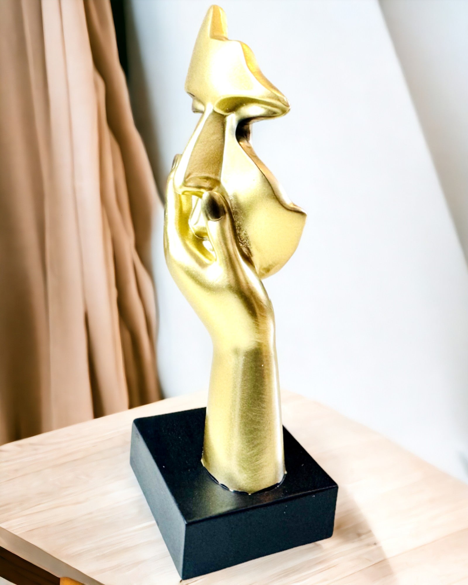 Scultura Astratta di Mani "Tocco d'Arte" - Decorazione per Ufficio in Stile Europeo, Personalizzazione con Incisione 2 pezzi