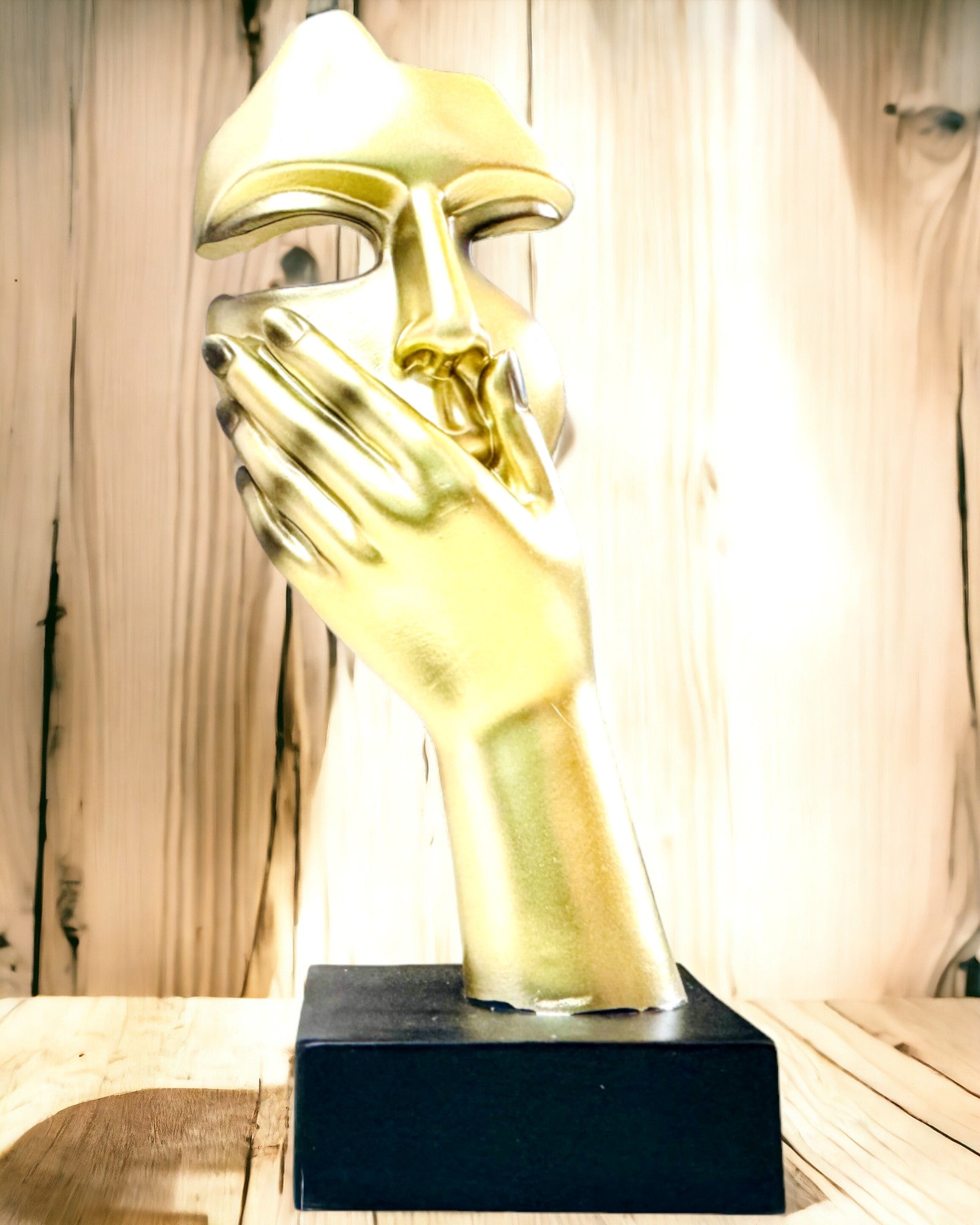 Scultura Astratta di Mani "Tocco d'Arte" - Decorazione per Ufficio in Stile Europeo, Personalizzazione con Incisione 2 pezzi