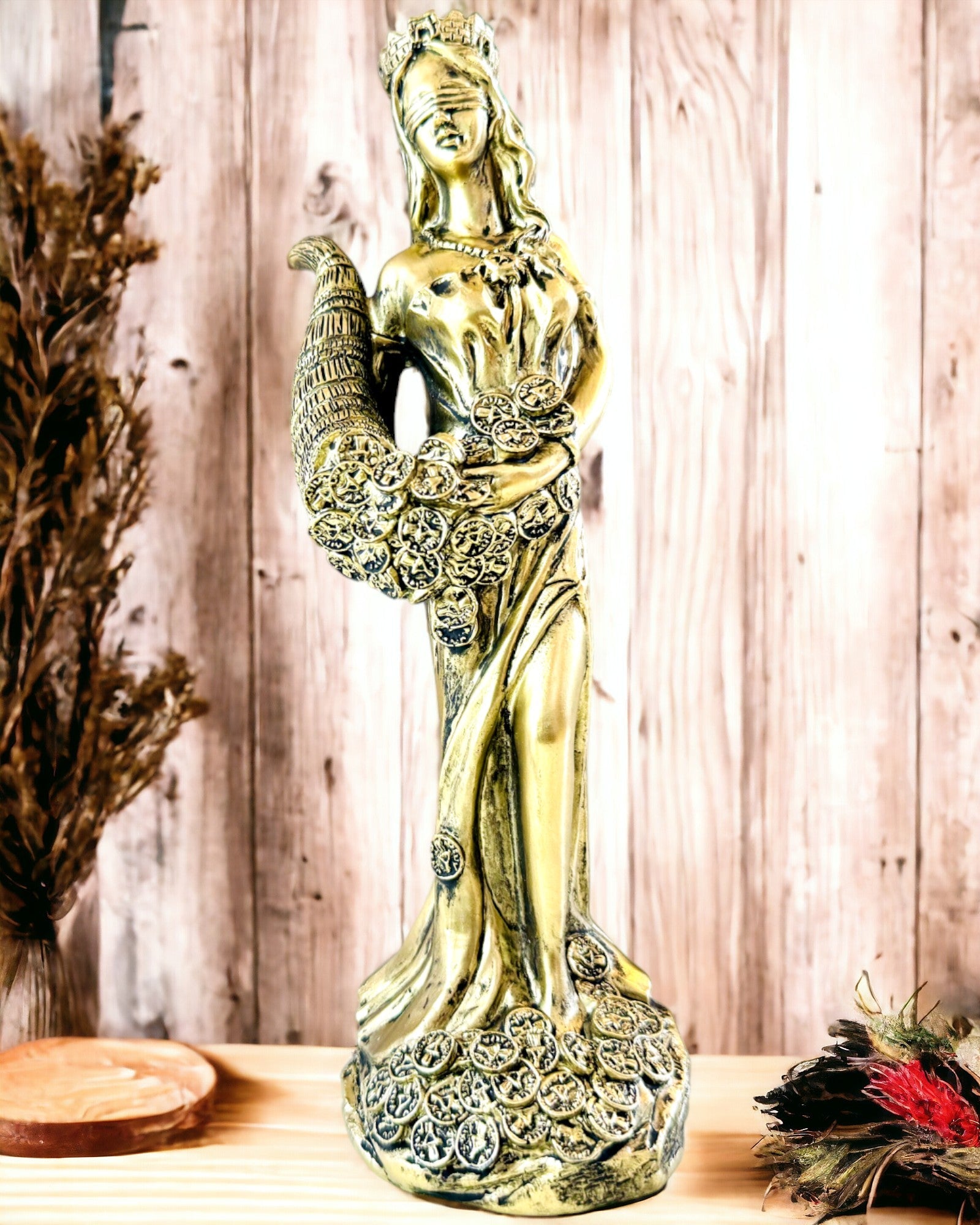 "Statua della Dea Abbondanza" - Statua Decorativa in Resina della Fortuna per Casa e Ufficio